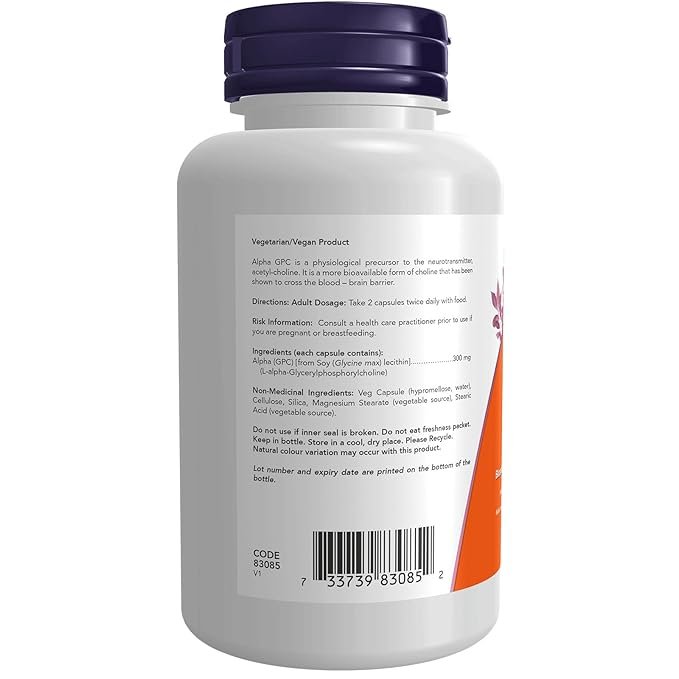 Now Alpha GPC (Bioavailable Choline) 300mg 60vcap - Image 3