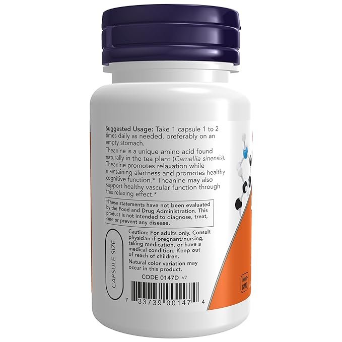 L-Theanine, Double Strength 200 mg Veg Capsules - Image 3