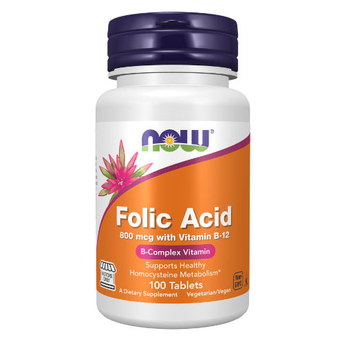 NOW Foods, Folic Acid 800 mcg with Vitamin B-12 Tablets B-Complex Vitamin