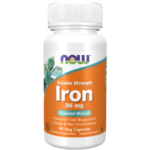 NOW Foods, Iron 36 mg, Double Strength Veg Capsules
