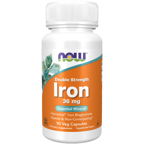 NOW Foods, Iron 36 mg, Double Strength Veg Capsules